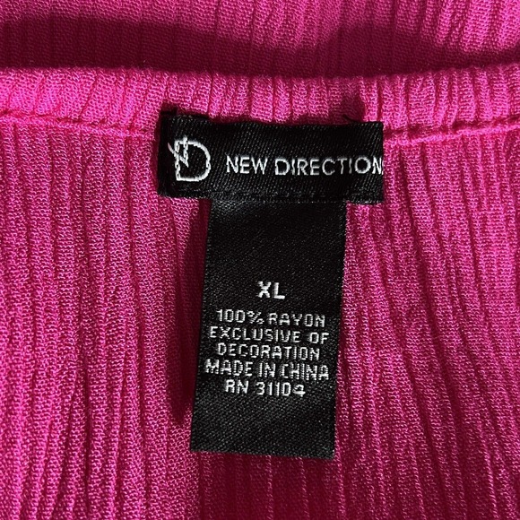 New Directions Shirt Womens XL Pink Crochet Trim Barbiecore Bohemain Peasant - Picture 6 of 8